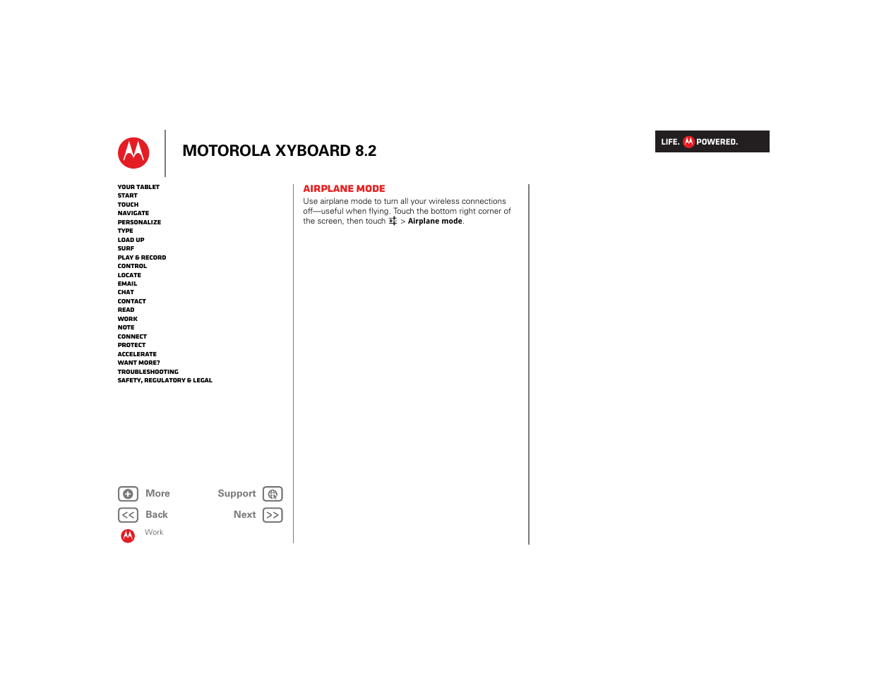 Airplane mode, Next, Motorola xyboard 8.2 | Motorola XYBOARD 8.2 User Manual | Page 23 / 41