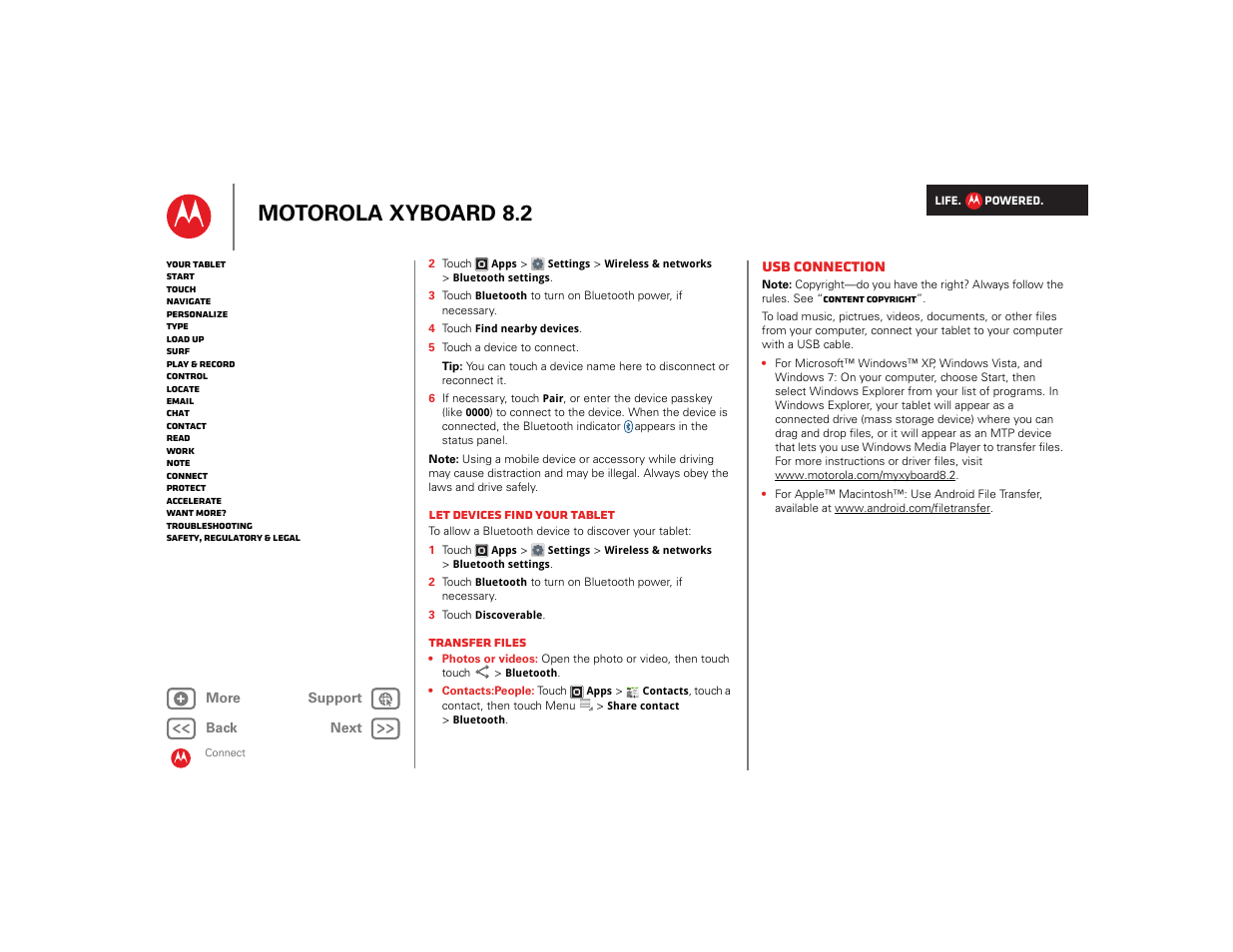 Usb connection, R “ usb, Connection | Next, Motorola xyboard 8.2, Android mobile tablet usb connection | Motorola XYBOARD 8.2 User Manual | Page 26 / 41