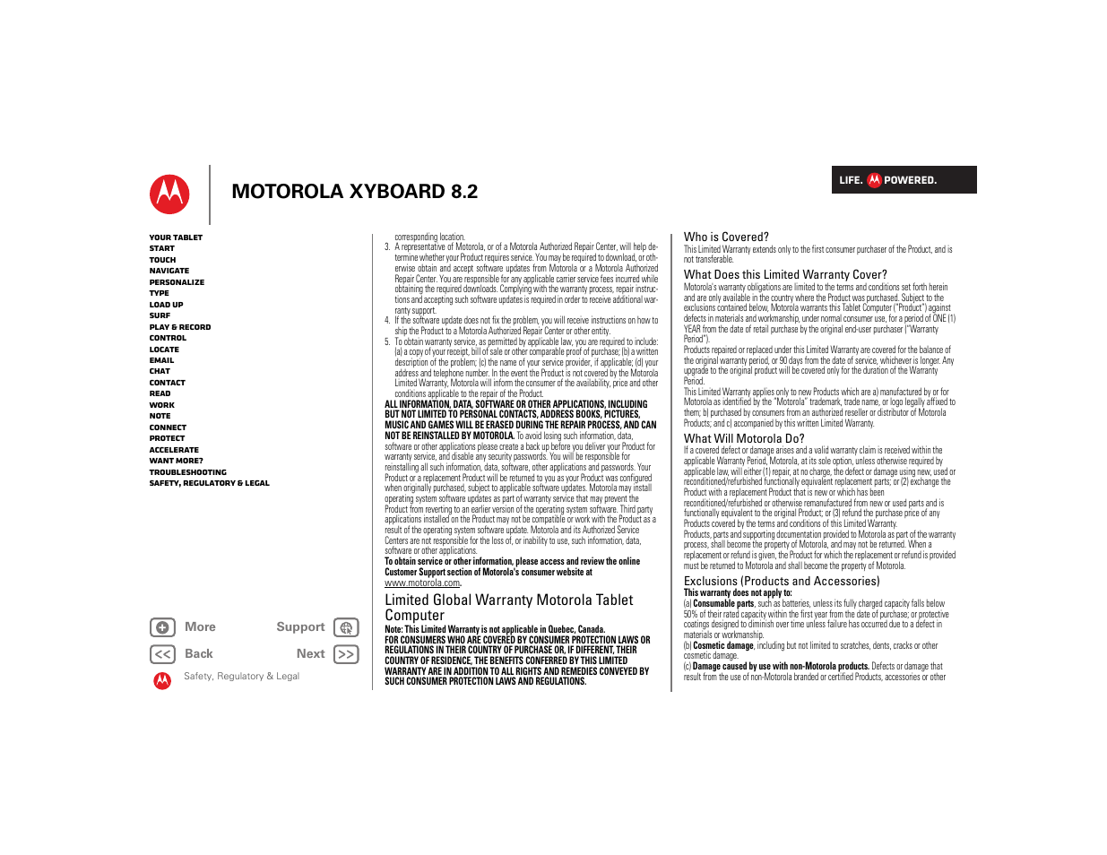 Limited global warranty motorola tablet computer, Next, Motorola xyboard 8.2 | Motorola XYBOARD 8.2 User Manual | Page 39 / 41