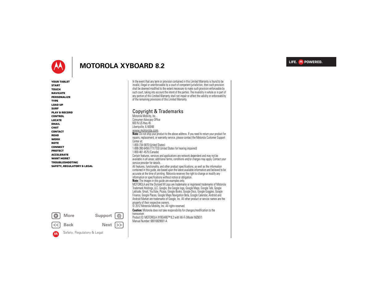 Copyright & trademarks, Next, Motorola xyboard 8.2 | Motorola XYBOARD 8.2 User Manual | Page 41 / 41