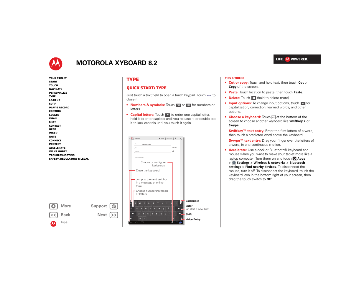 Type, Quick start: type, Next | Motorola xyboard 8.2 | Motorola XYBOARD 8.2 User Manual | Page 7 / 41