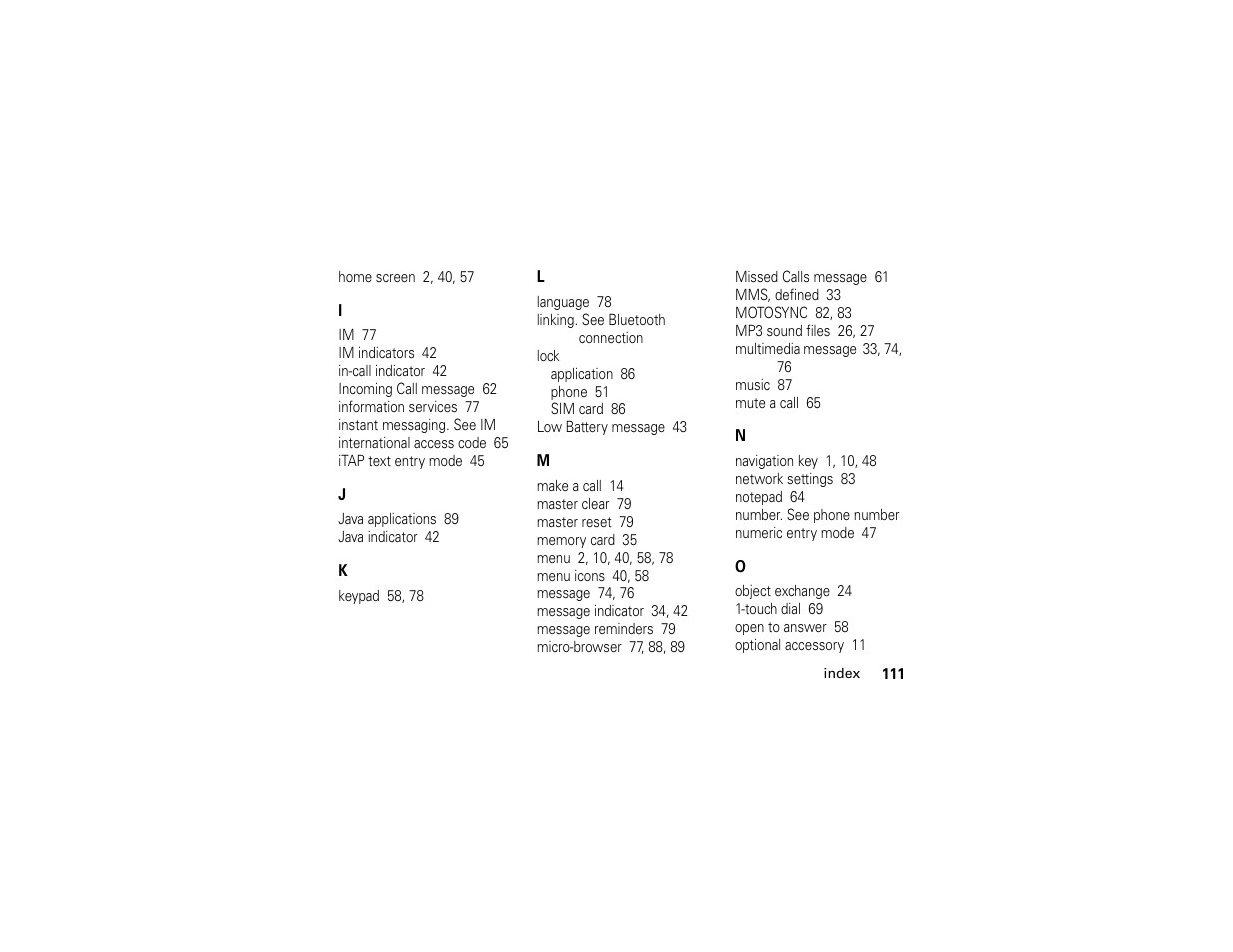Motorola W510 User Manual | Page 113 / 115