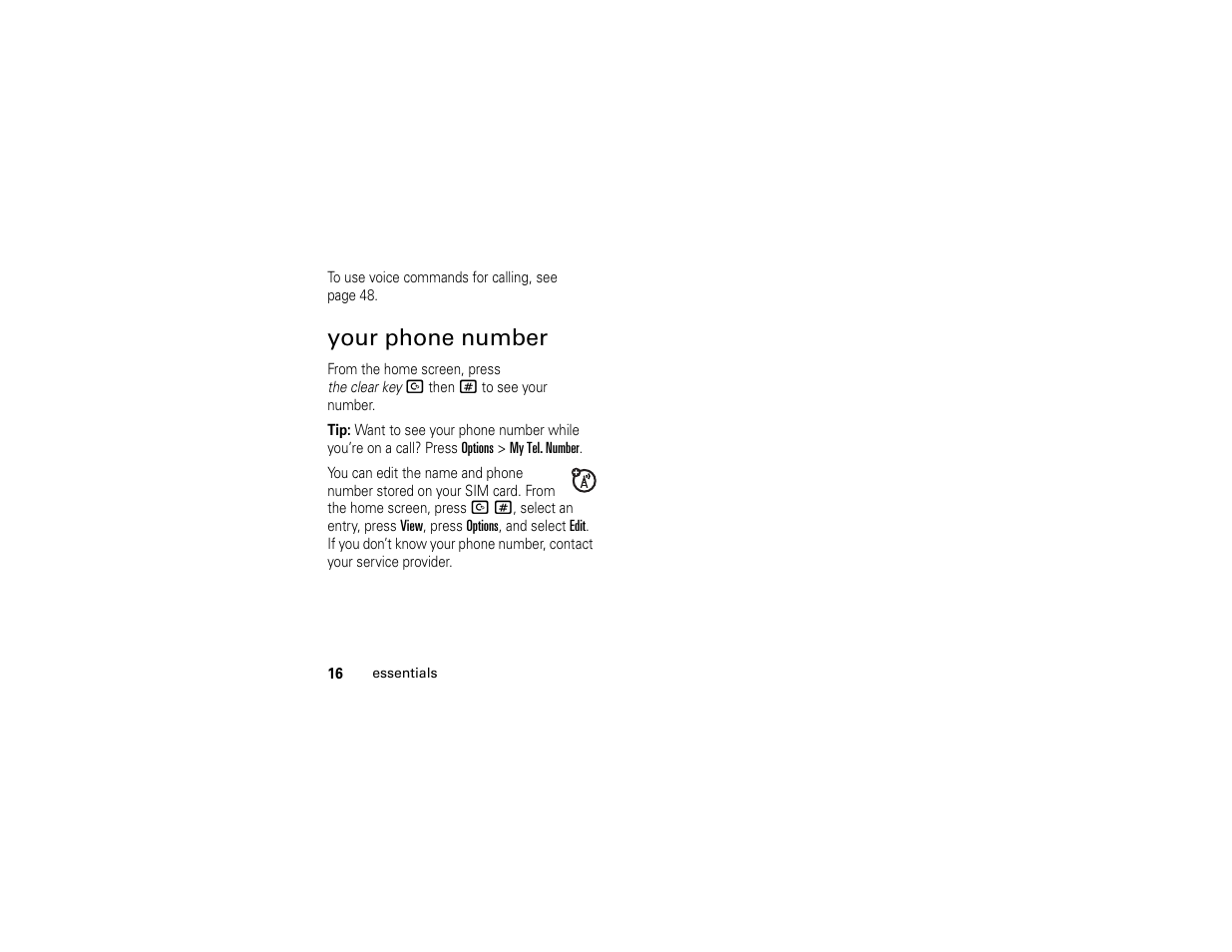 Your phone number | Motorola W510 User Manual | Page 18 / 115