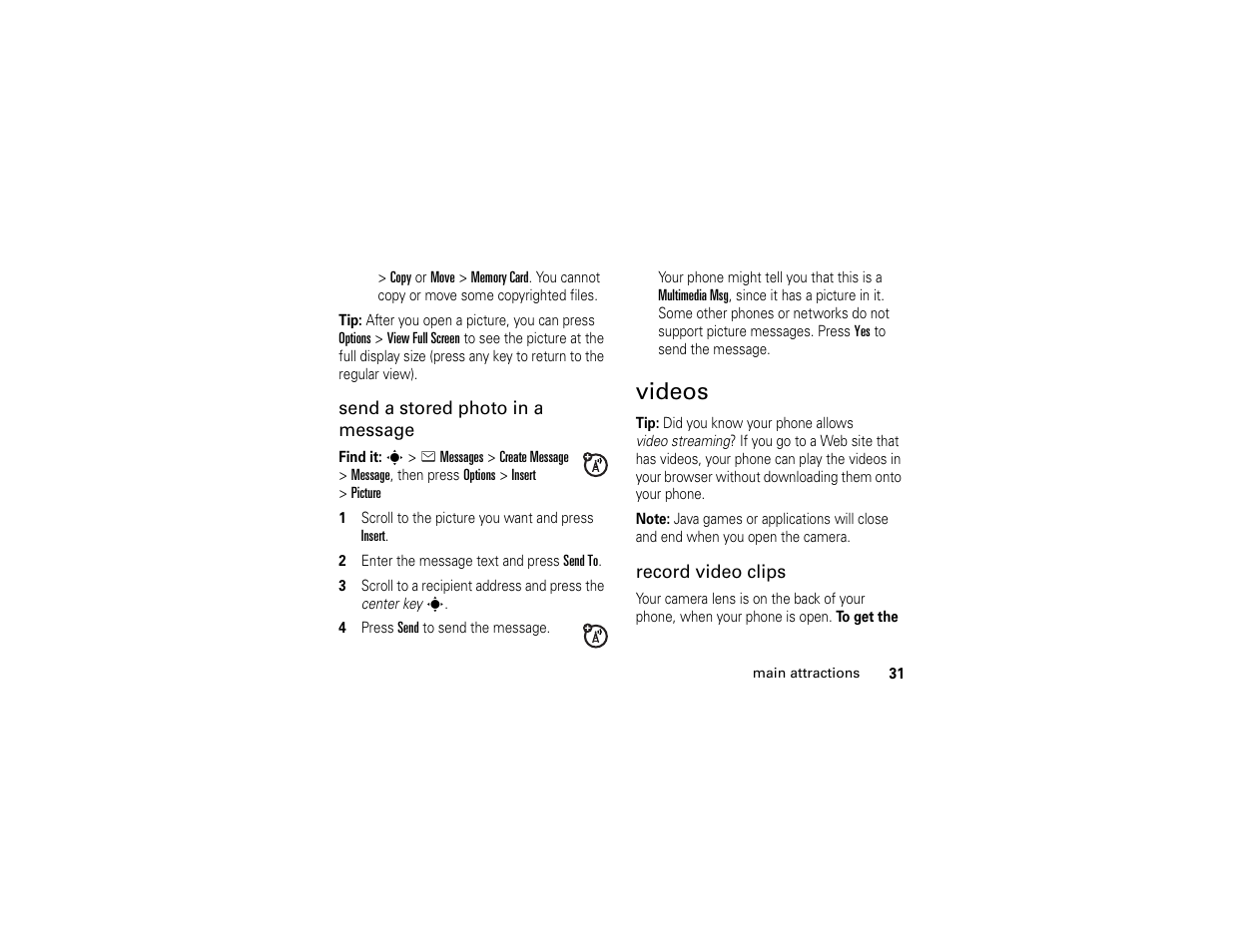 Videos | Motorola W510 User Manual | Page 33 / 115