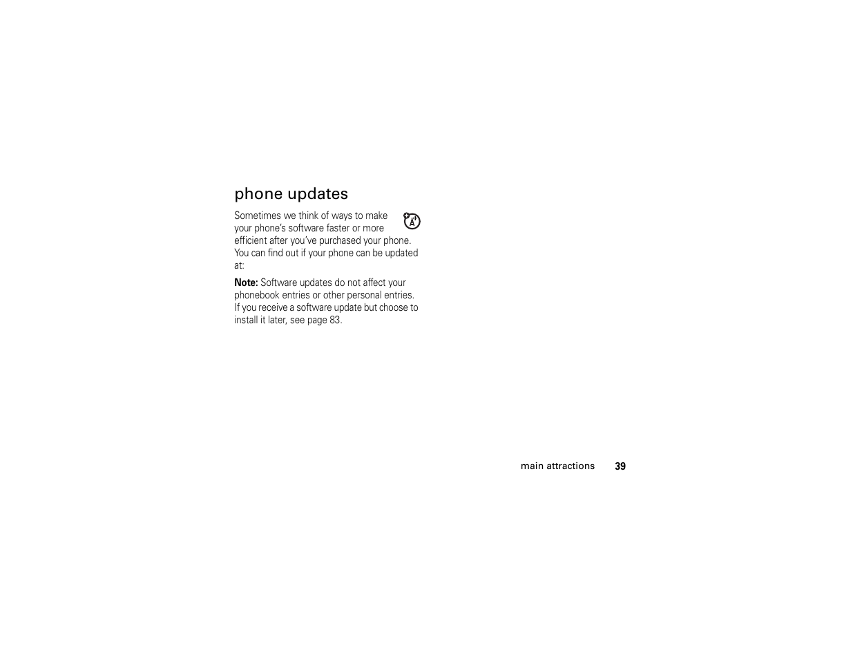Phone updates | Motorola W510 User Manual | Page 41 / 115