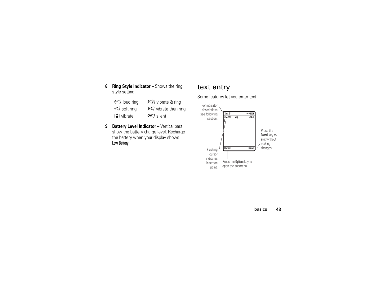 Text entry | Motorola W510 User Manual | Page 45 / 115