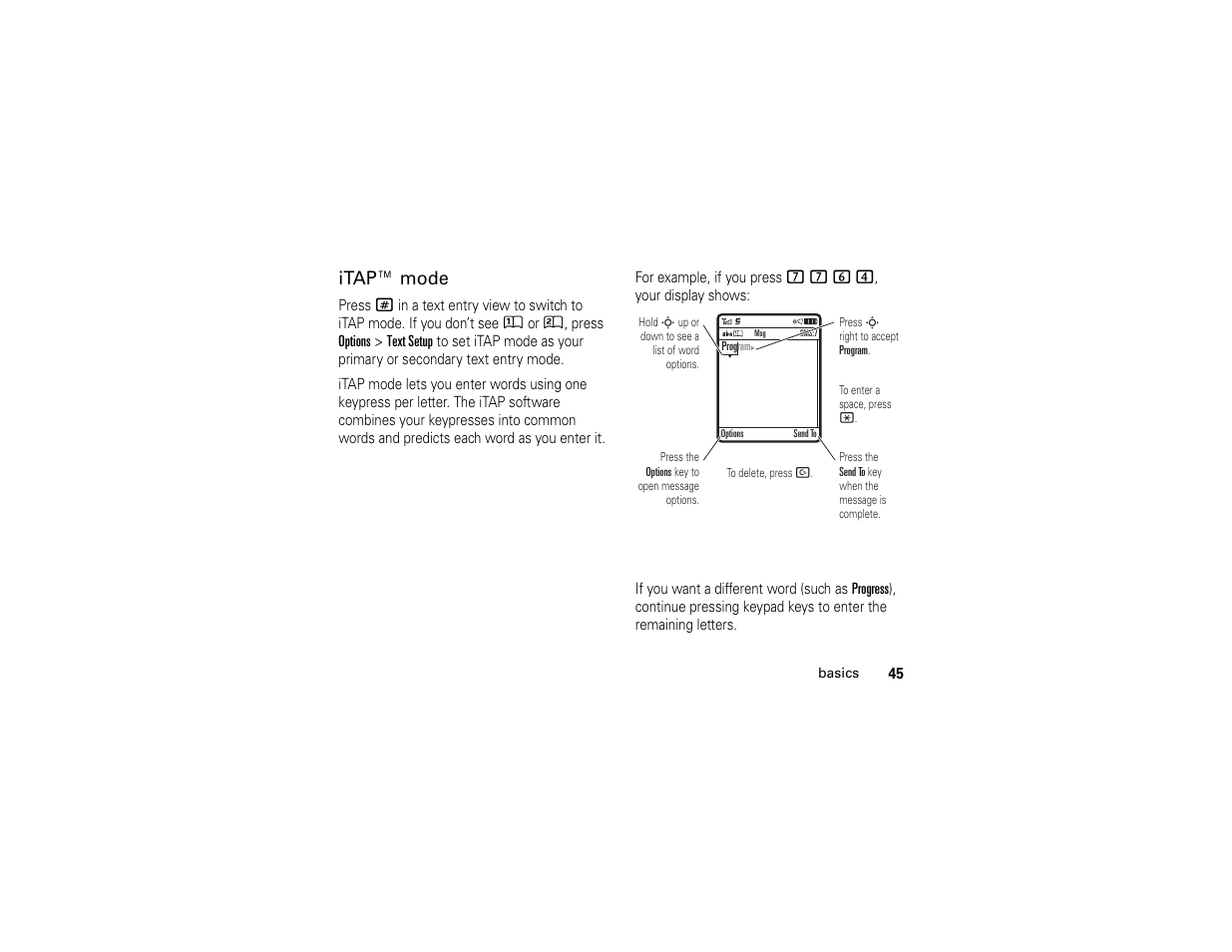 Itap™ mode | Motorola W510 User Manual | Page 47 / 115