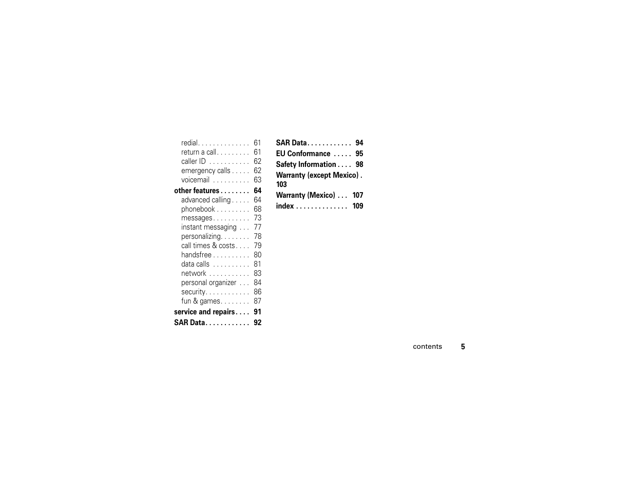 Motorola W510 User Manual | Page 7 / 115