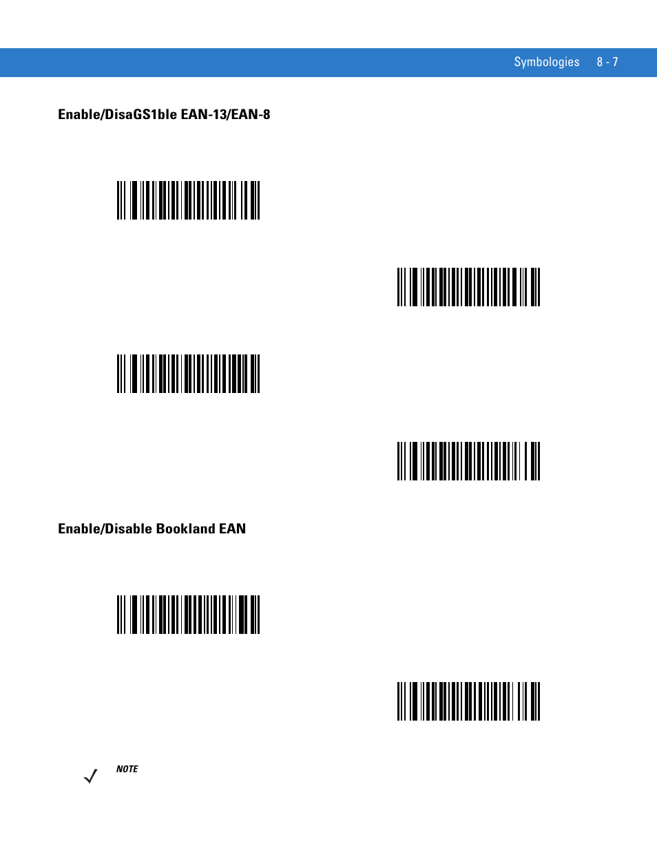 Enable/disags1ble ean-13/ean-8, Enable/disable bookland ean | Motorola LS1203 User Manual | Page 119 / 202