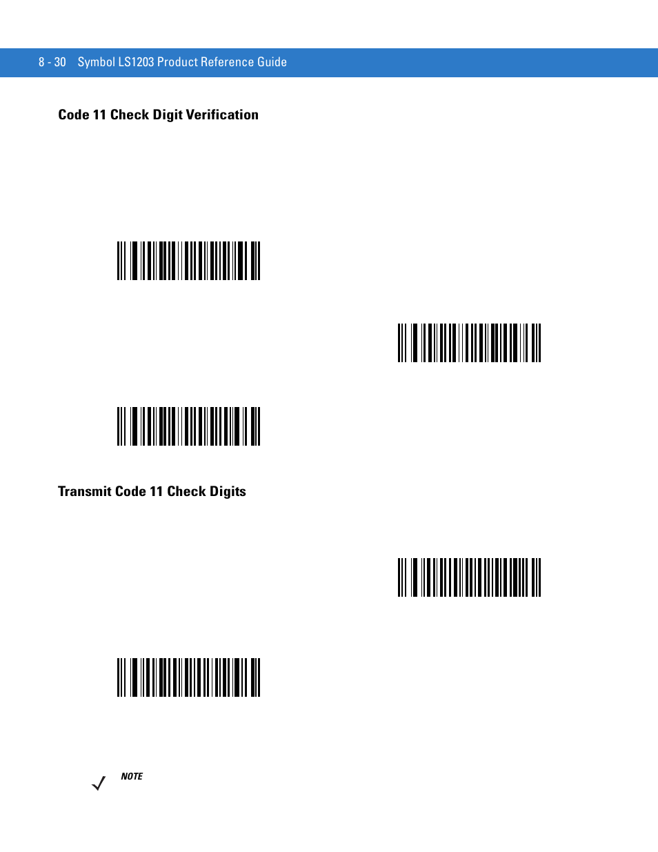 Code 11 check digit verification, Transmit code 11 check digits | Motorola LS1203 User Manual | Page 142 / 202