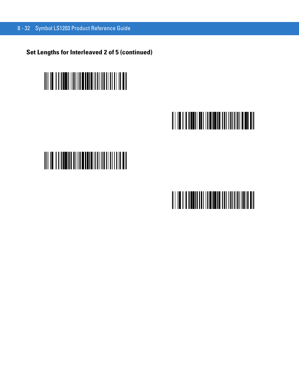 Set lengths for interleaved 2 of 5 (continued) | Motorola LS1203 User Manual | Page 144 / 202