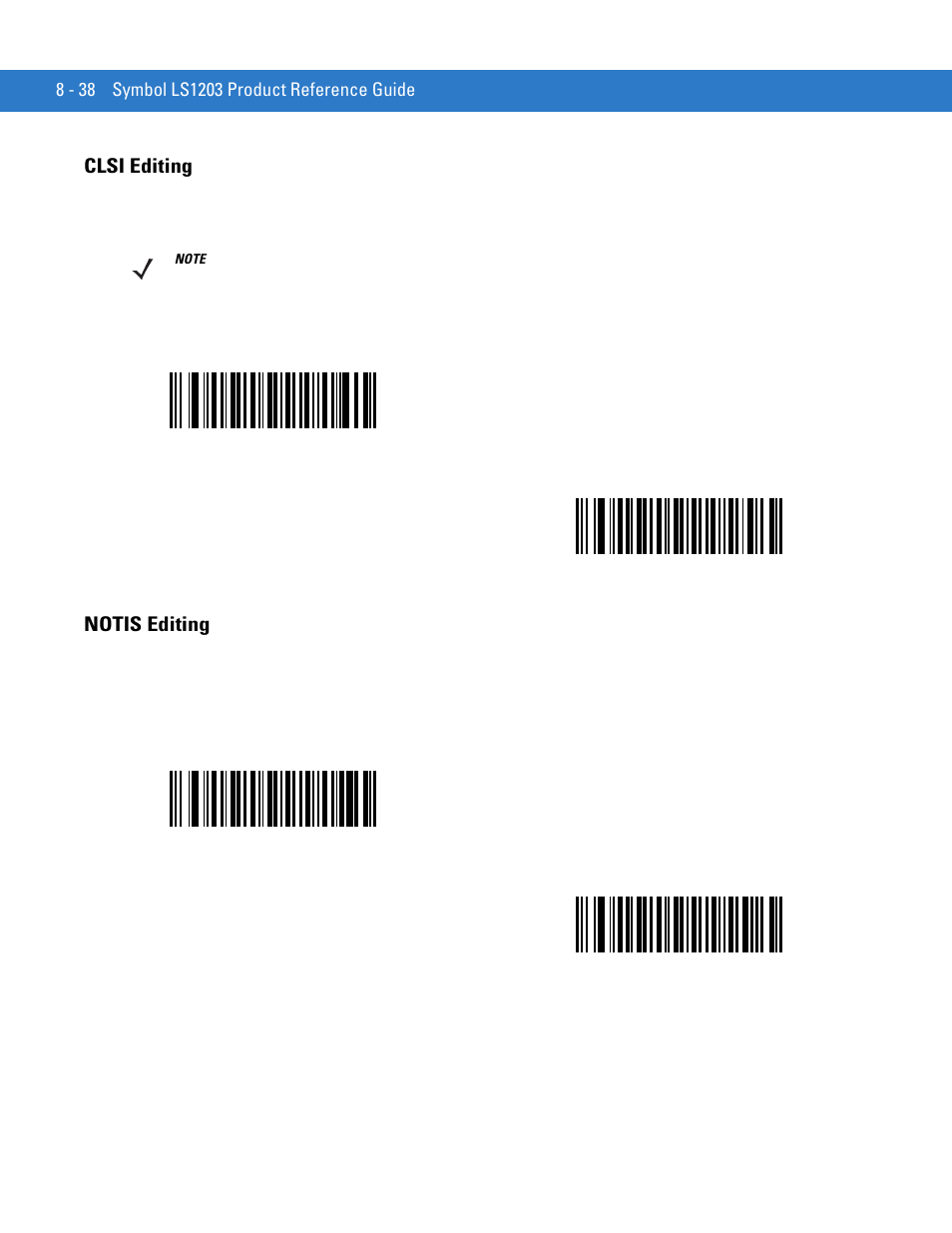 Clsi editing, Notis editing, Clsi editing -38 notis editing -38 | Motorola LS1203 User Manual | Page 150 / 202