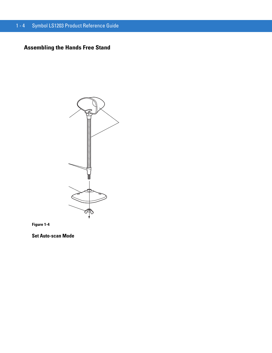 Assembling the hands free stand, Assembling the hands free stand -4 | Motorola LS1203 User Manual | Page 20 / 202