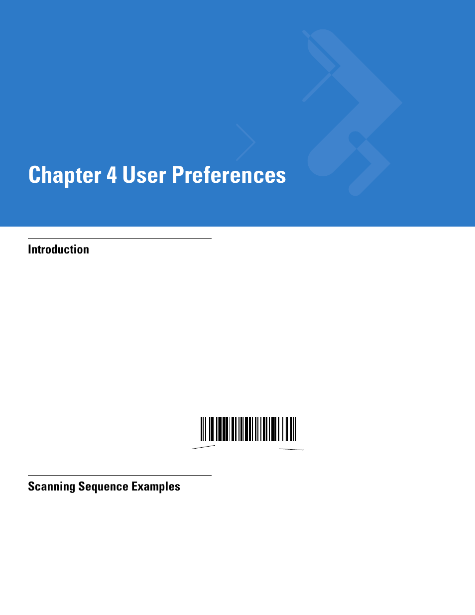 User preferences, Introduction, Scanning sequence examples | Chapter 4: user preferences, Introduction -1 scanning sequence examples -1, Chapter 4, user preferences, Includ, Chapter 4 user preferences | Motorola LS1203 User Manual | Page 39 / 202