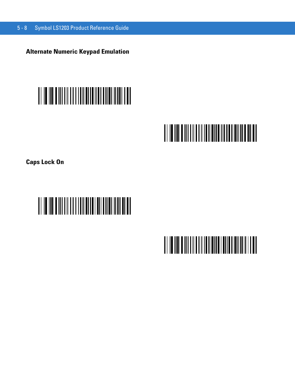 Alternate numeric keypad emulation, Caps lock on | Motorola LS1203 User Manual | Page 56 / 202