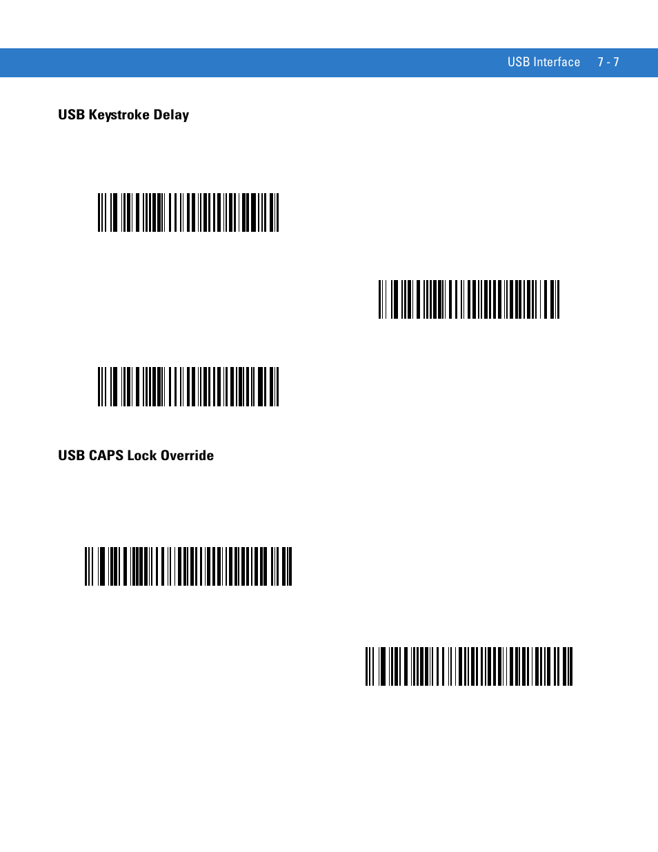 Usb keystroke delay, Usb caps lock override, Usb keystroke delay -7 usb caps lock override -7 | Motorola LS1203 User Manual | Page 99 / 202