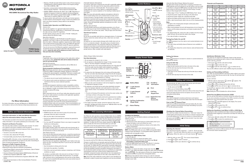 Motorola FV500 User Manual | 2 pages