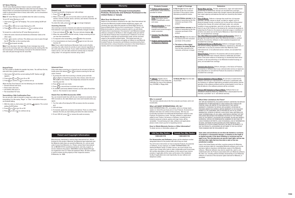 Menu | Motorola FV500 User Manual | Page 2 / 2