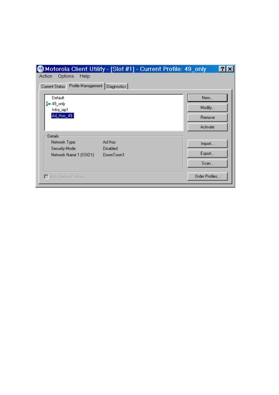 Press the ok button. the following screen appears | Motorola WDE1000 User Manual | Page 54 / 74