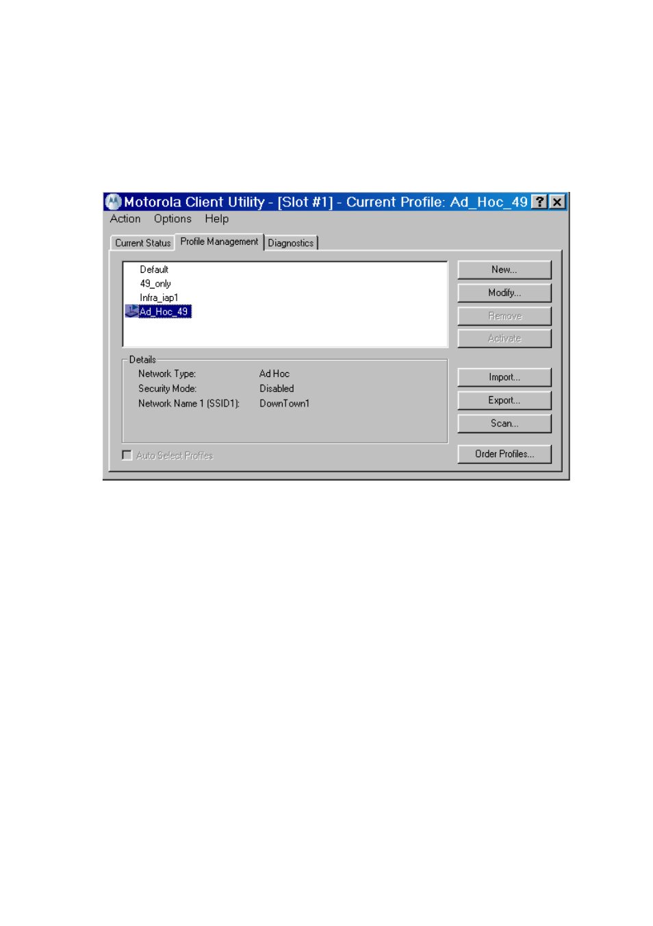 Activating and using your new profile | Motorola WDE1000 User Manual | Page 55 / 74