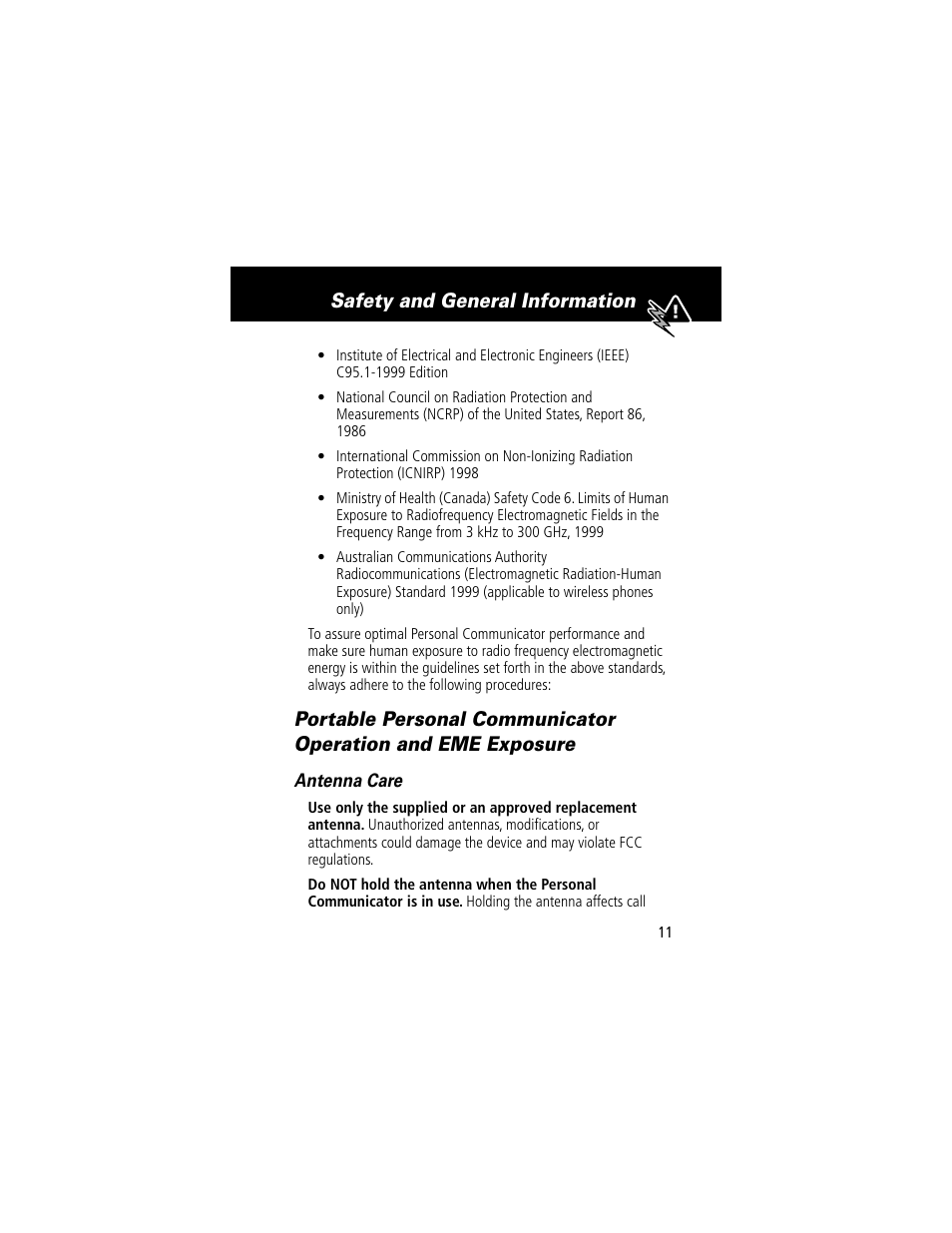 Safety and general information | Motorola V200 User Manual | Page 11 / 114