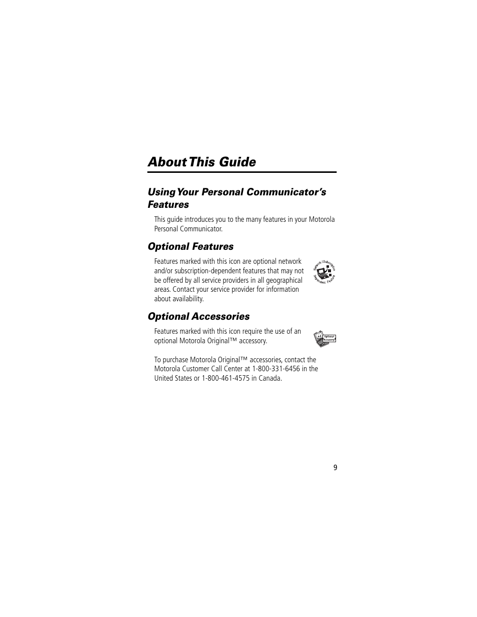 About this guide | Motorola V200 User Manual | Page 9 / 114