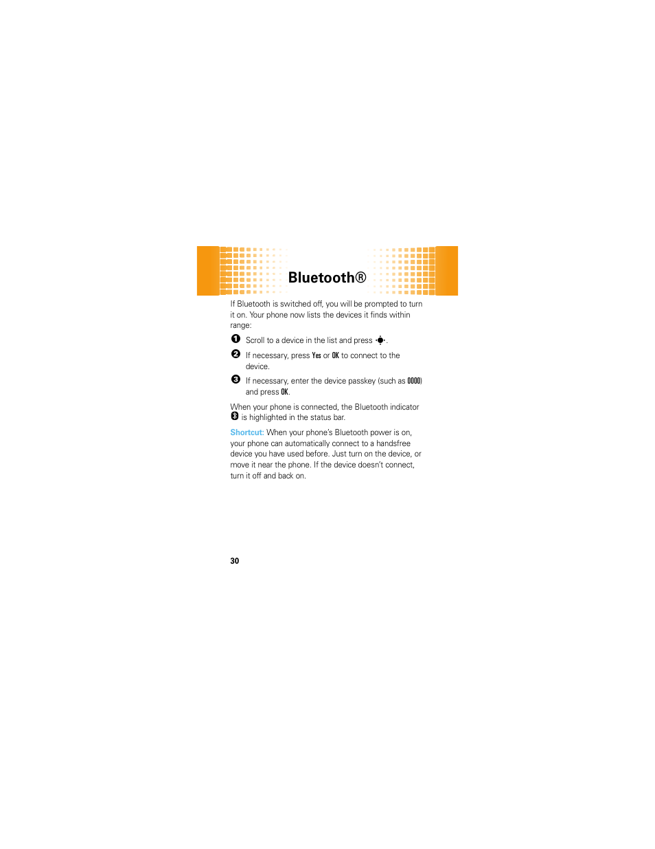 Bluetooth | Motorola EM326G User Manual | Page 32 / 60