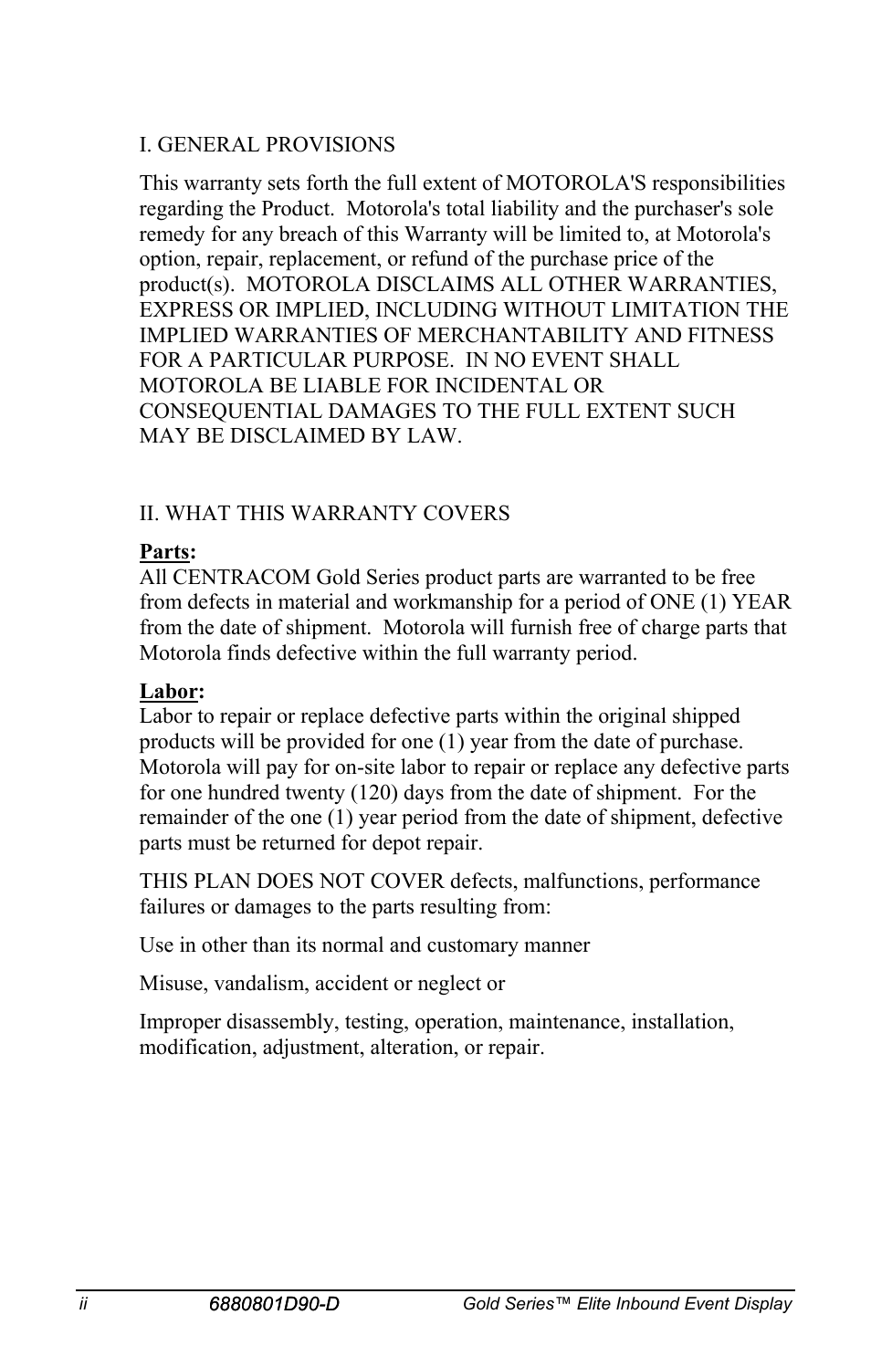 Motorola CENTRACOM 6880801D90-D User Manual | Page 4 / 82