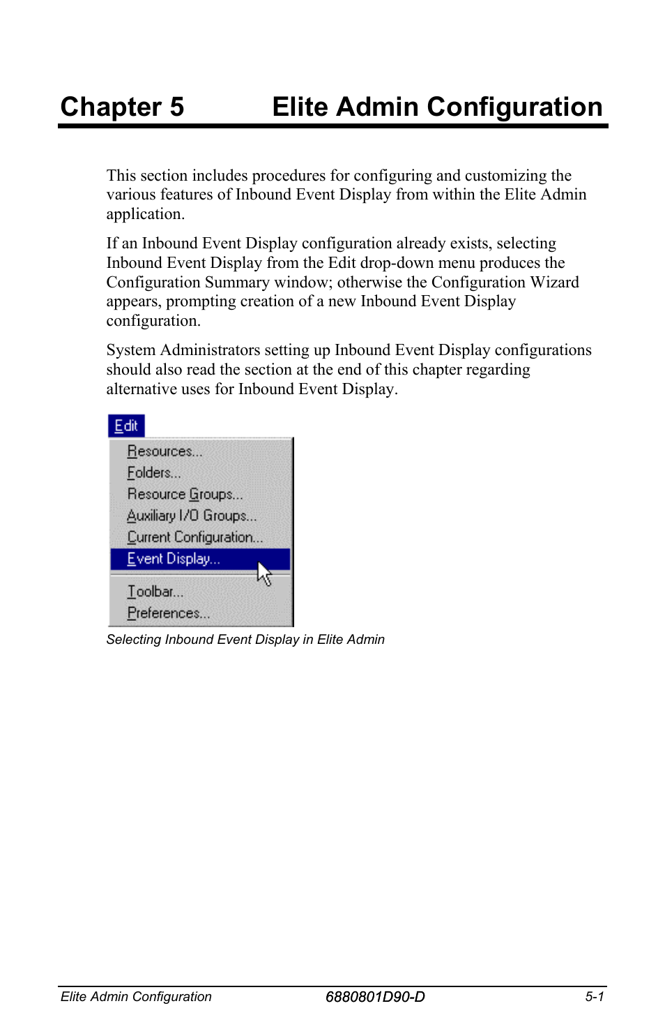 Chapter 5 elite admin configuration | Motorola CENTRACOM 6880801D90-D User Manual | Page 45 / 82