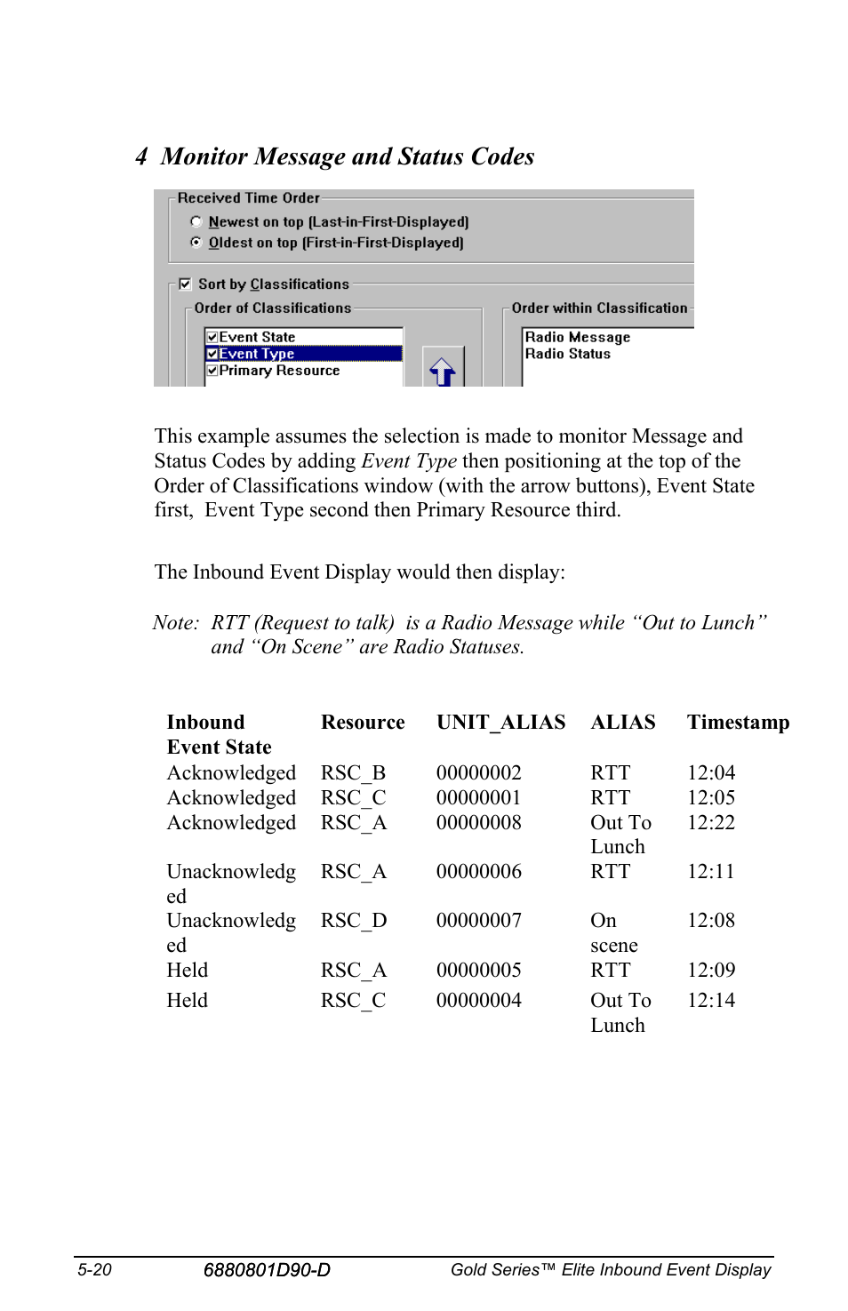 4 monitor message and status codes | Motorola CENTRACOM 6880801D90-D User Manual | Page 64 / 82