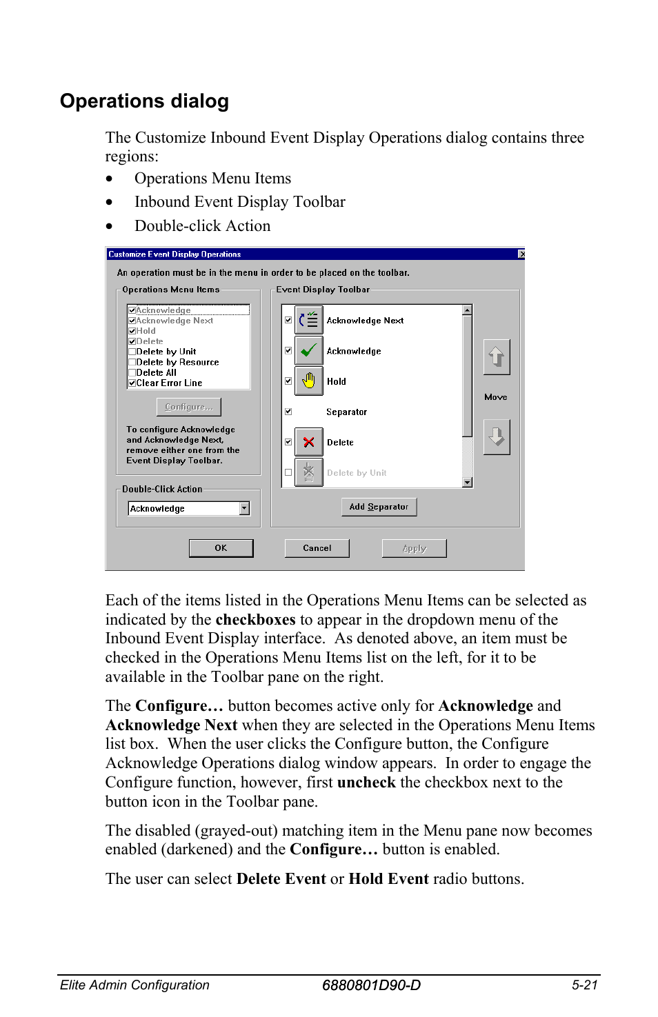 Operations dialog | Motorola CENTRACOM 6880801D90-D User Manual | Page 65 / 82