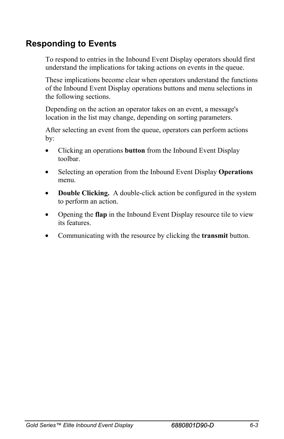 Responding to events | Motorola CENTRACOM 6880801D90-D User Manual | Page 69 / 82