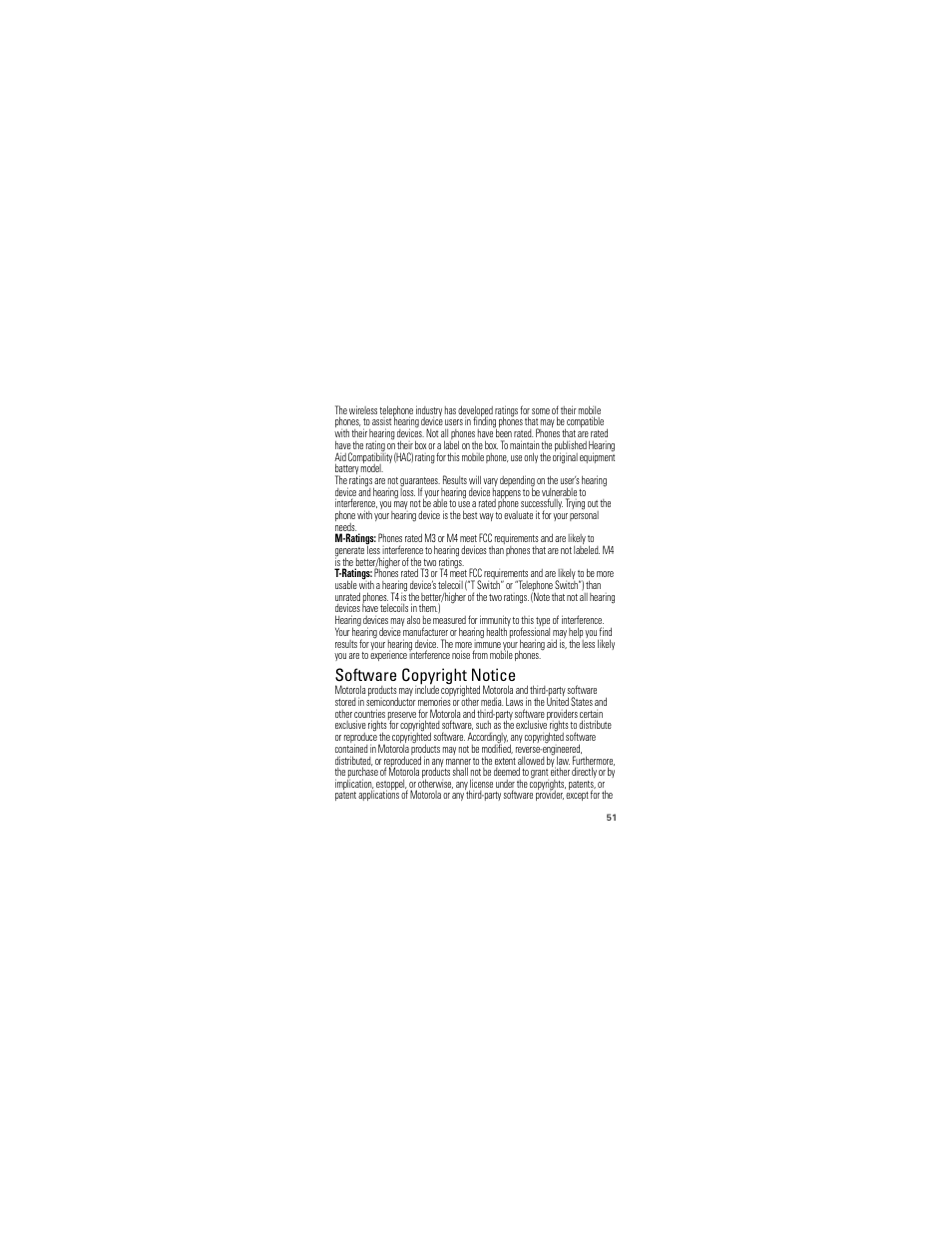 Software copyright notice | Motorola 68000202986-A User Manual | Page 53 / 62
