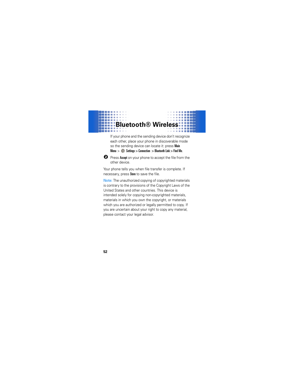 Bluetooth® wireless | Motorola A45ECO User Manual | Page 54 / 90