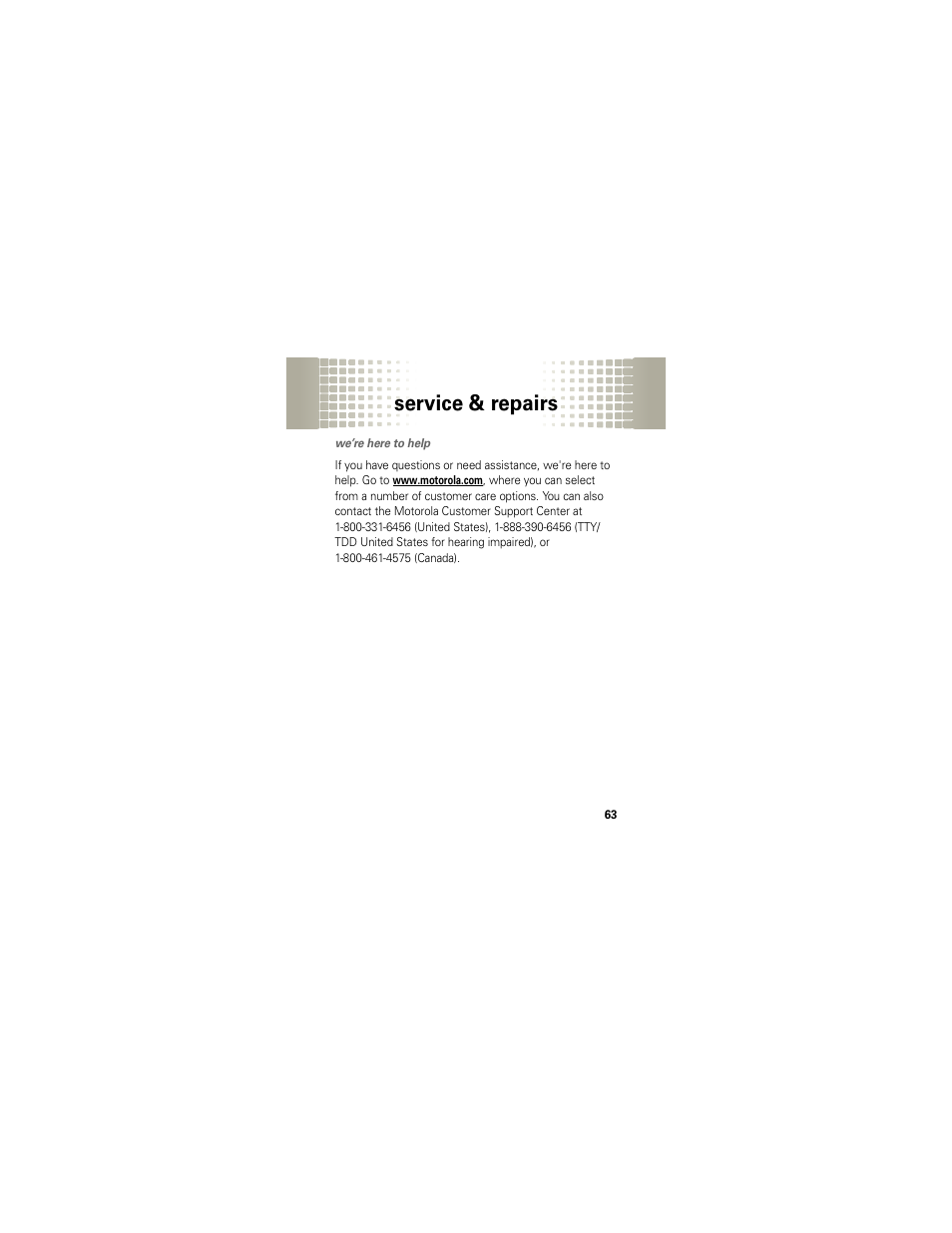 Service & repairs | Motorola A45ECO User Manual | Page 65 / 90