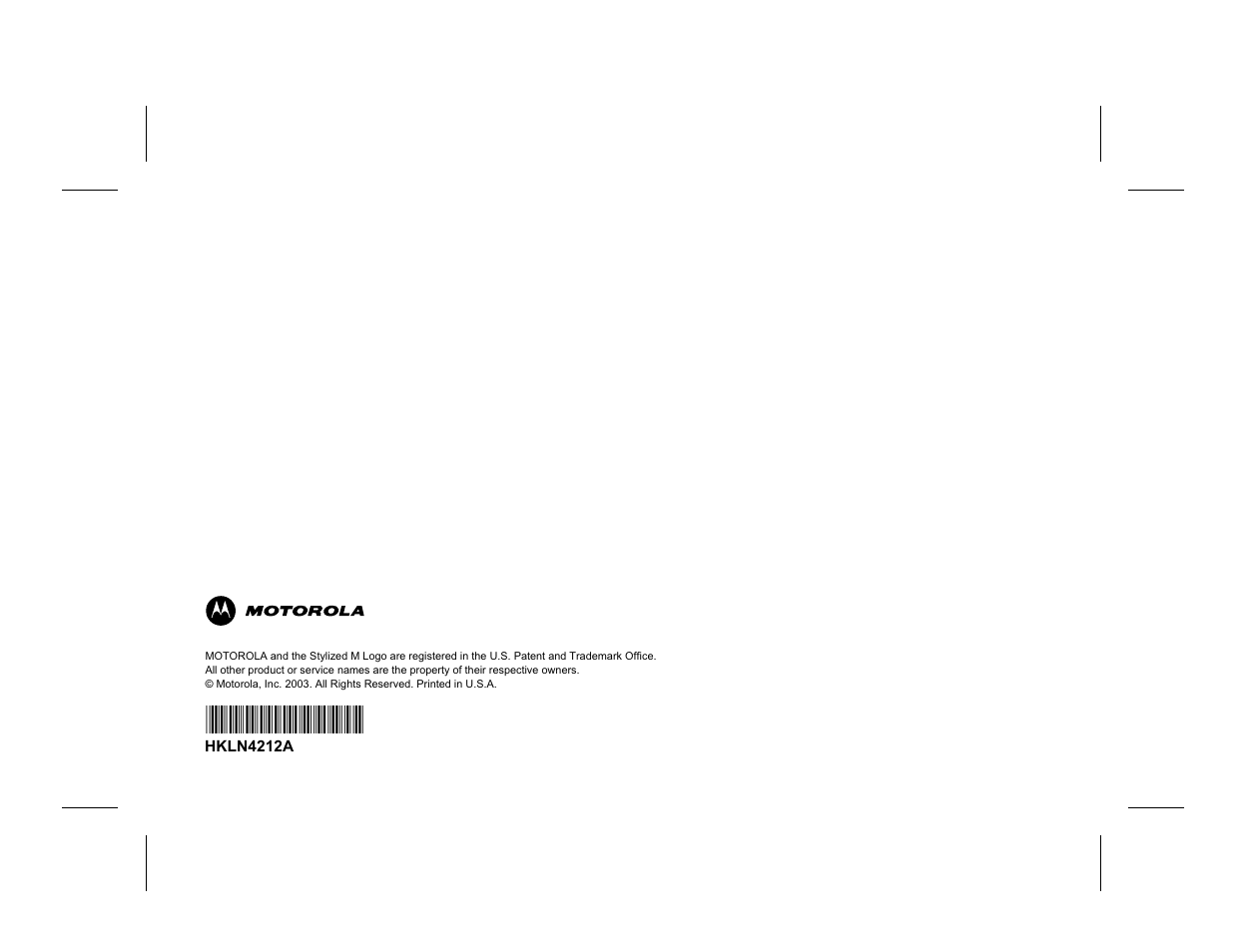 Hkln4212a | Motorola EM200 User Manual | Page 34 / 34