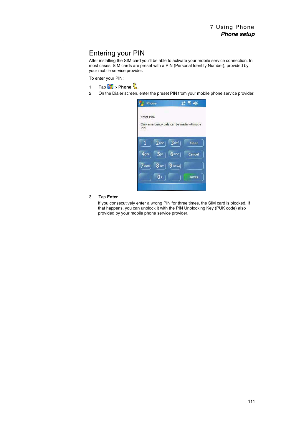 Entering your pin | Motorola MC35 EDA User Manual | Page 121 / 236