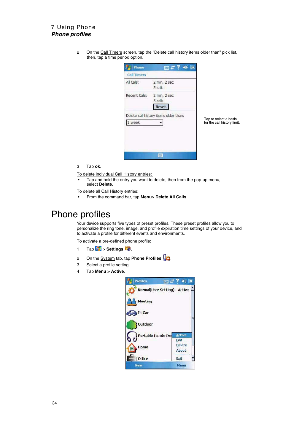 Phone profiles | Motorola MC35 EDA User Manual | Page 144 / 236