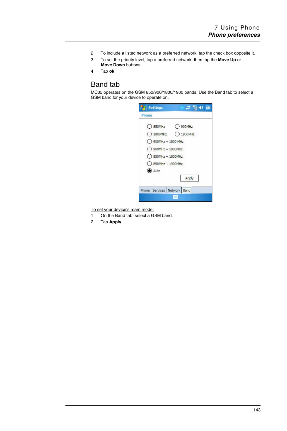 Band tab | Motorola MC35 EDA User Manual | Page 153 / 236