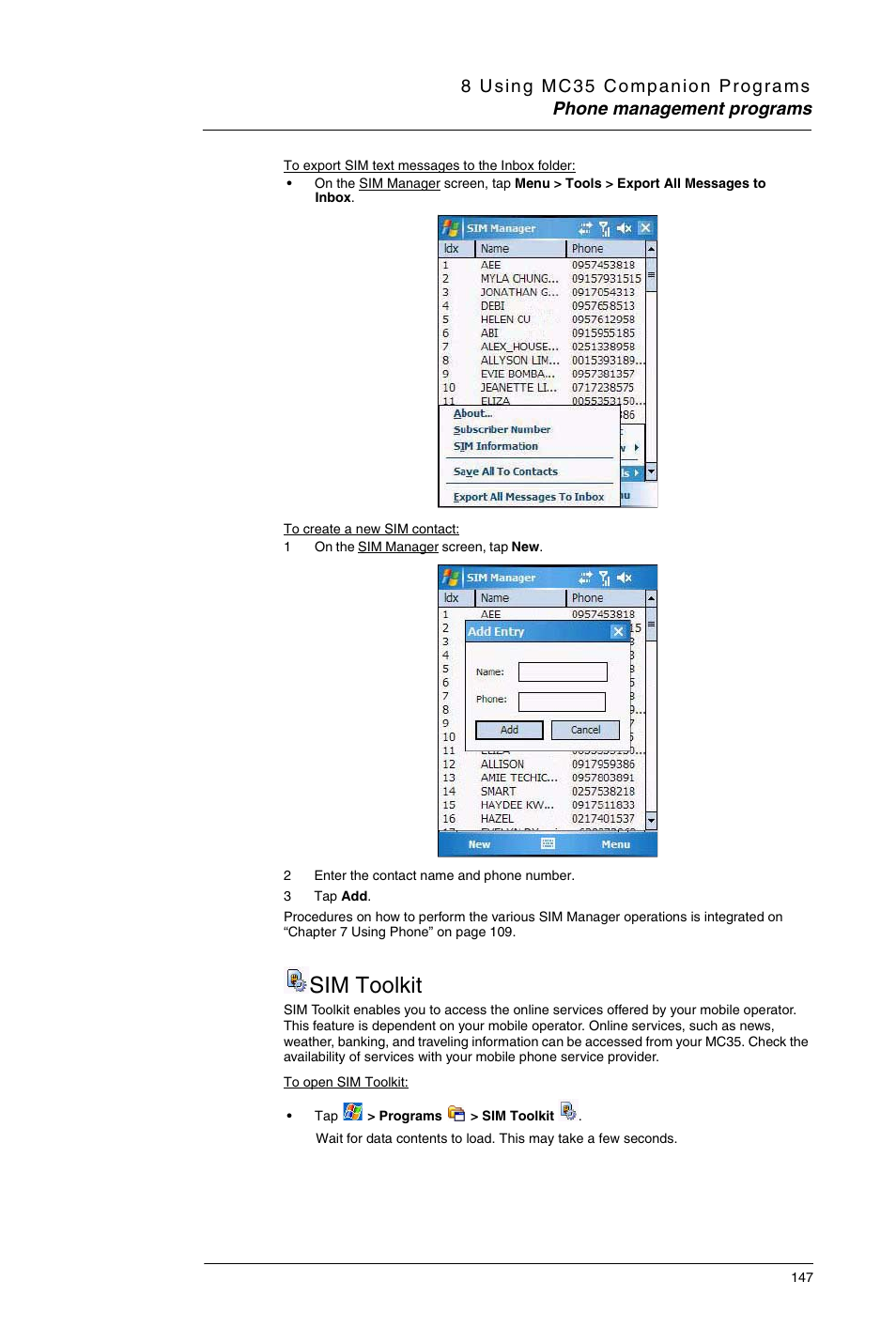 Sim toolkit | Motorola MC35 EDA User Manual | Page 157 / 236