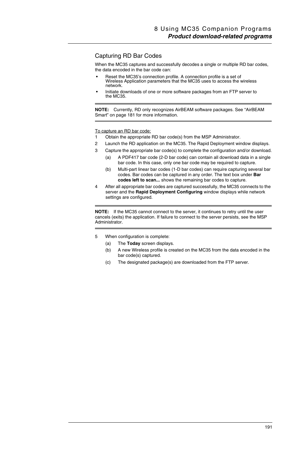 Capturing rd bar codes | Motorola MC35 EDA User Manual | Page 201 / 236