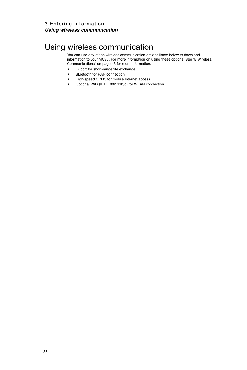 Using wireless communication | Motorola MC35 EDA User Manual | Page 48 / 236