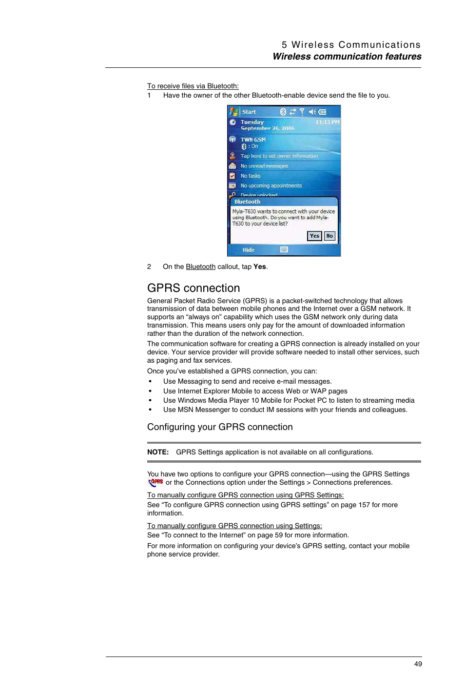 Gprs connection, Configuring your gprs connection | Motorola MC35 EDA User Manual | Page 59 / 236