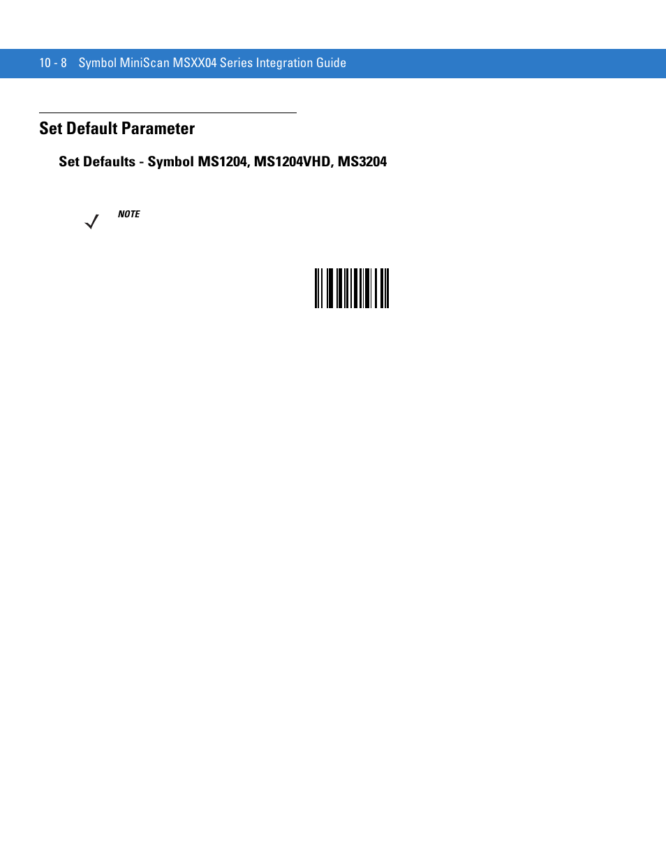 Set default parameter, Set defaults - symbol ms1204, ms1204vhd, ms3204, Set default parameter -8 | Set defaults - symbol ms1204, ms1204vhd, ms3204 -8, Set all defaults | Motorola SYMBOL MINISCAN MSXX04 User Manual | Page 114 / 260