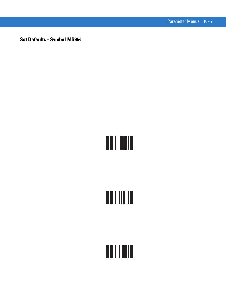 Set defaults - symbol ms954, Set defaults - symbol ms954 -9, For the symb | Motorola SYMBOL MINISCAN MSXX04 User Manual | Page 115 / 260