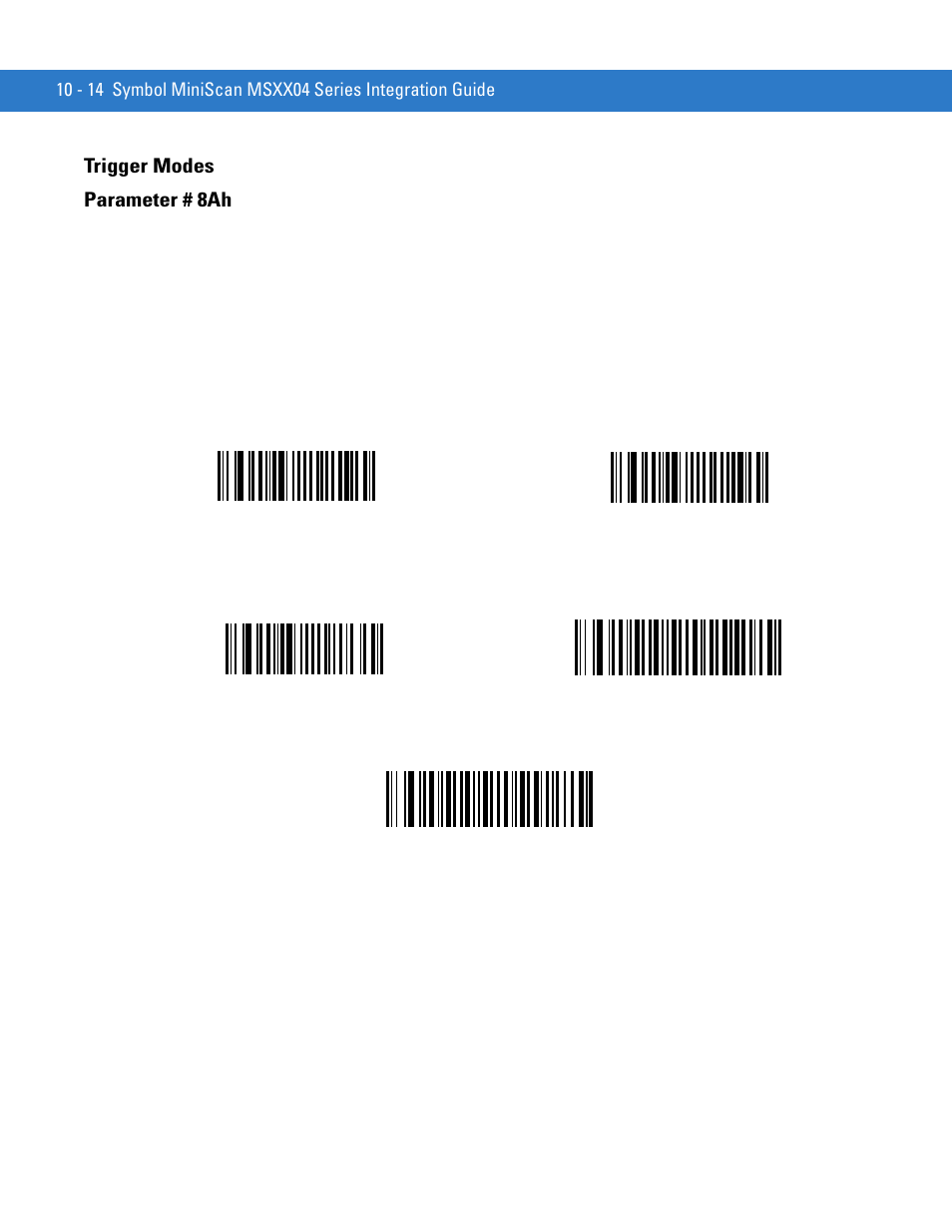 Trigger modes, Trigger modes -14, Trigger modes parameter # 8ah | Motorola SYMBOL MINISCAN MSXX04 User Manual | Page 120 / 260