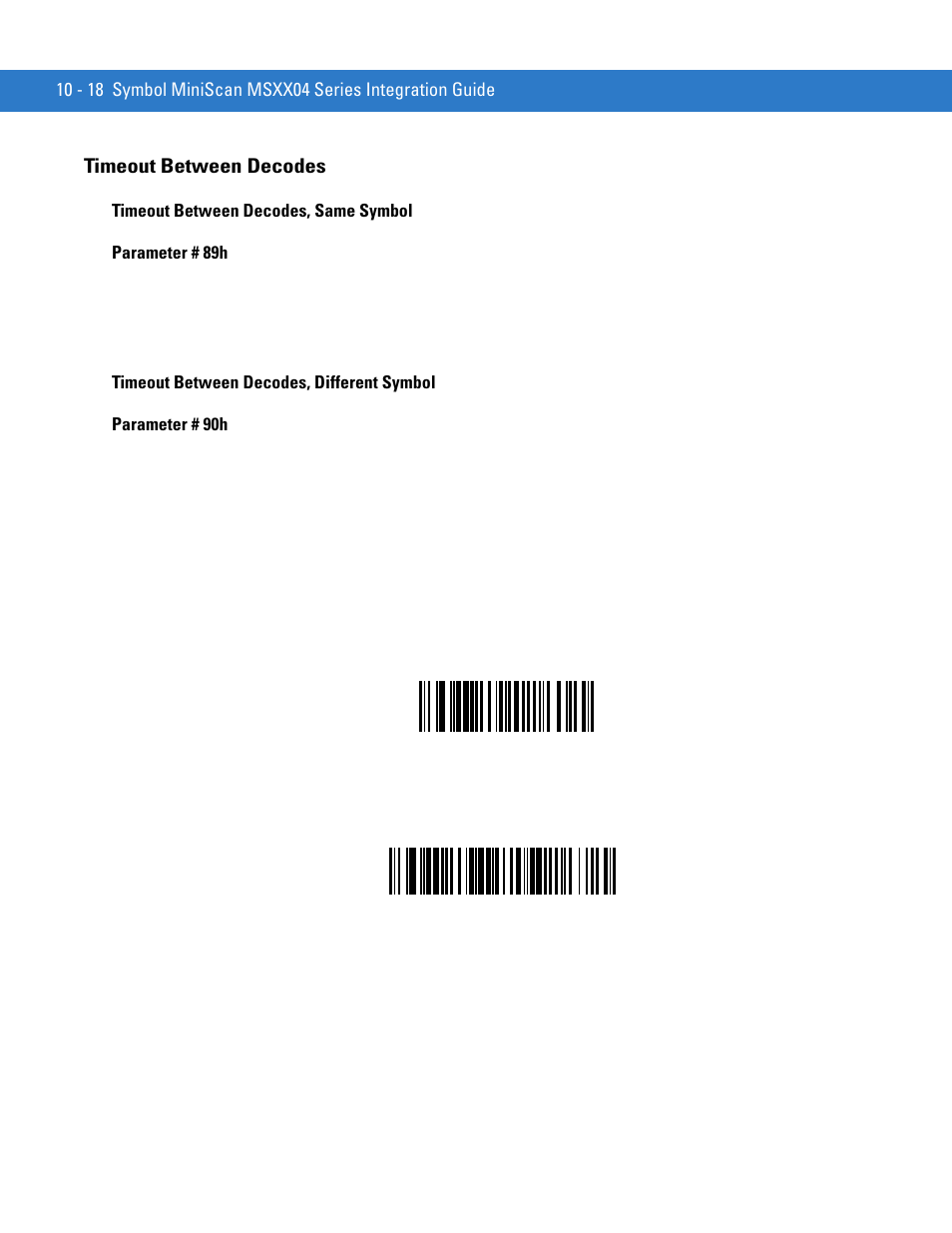 Timeout between decodes, Timeout between decodes -18 | Motorola SYMBOL MINISCAN MSXX04 User Manual | Page 124 / 260