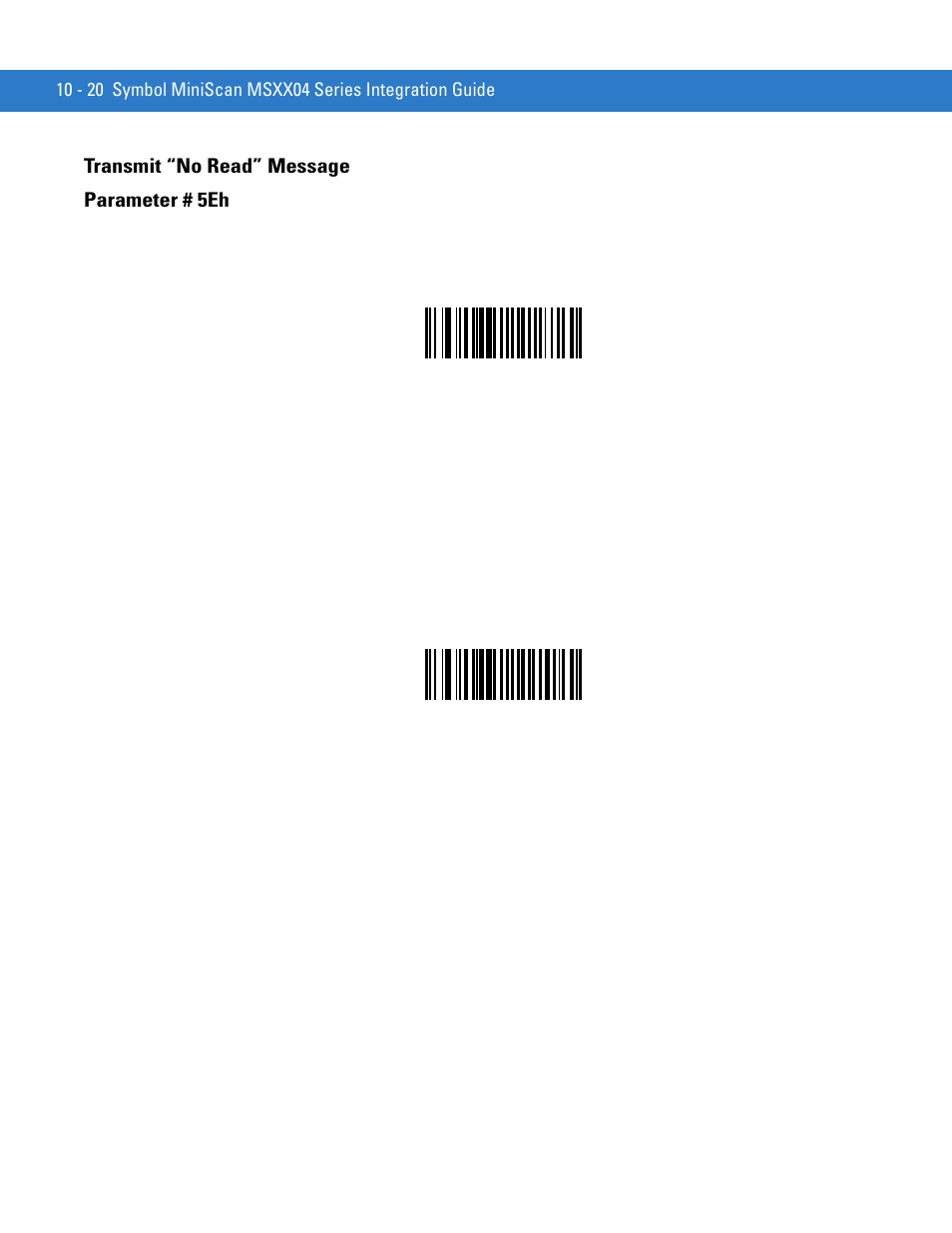 Transmit “no read” message, Transmit “no read” message -20, Transmit “no read” message parameter # 5eh | Motorola SYMBOL MINISCAN MSXX04 User Manual | Page 126 / 260