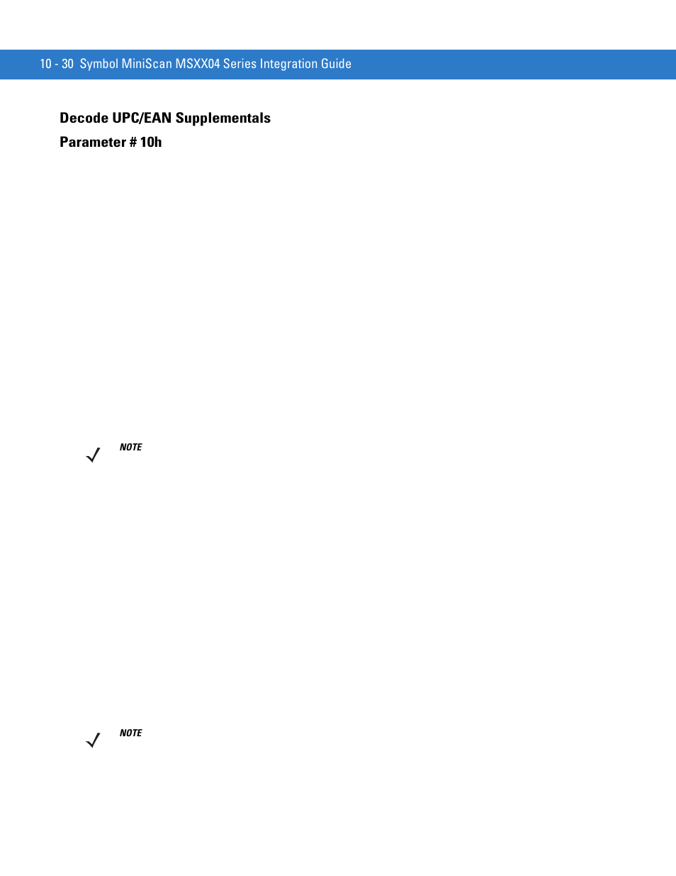 Decode upc/ean supplementals, Decode upc/ean supplementals -30, Decode upc/ean supplementals parameter # 10h | Motorola SYMBOL MINISCAN MSXX04 User Manual | Page 136 / 260