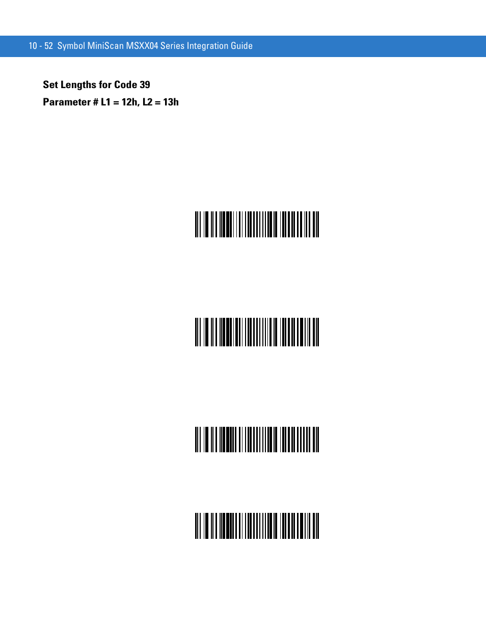 Set lengths for code 39, Set lengths for code 39 -52 | Motorola SYMBOL MINISCAN MSXX04 User Manual | Page 158 / 260